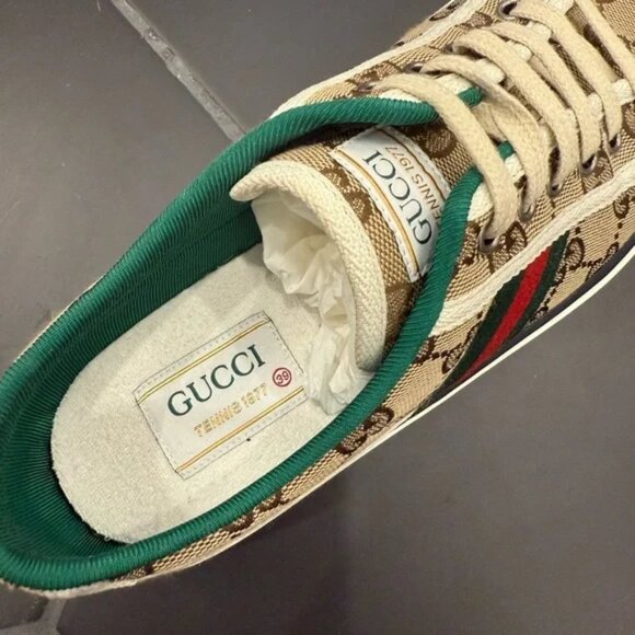 NEW IN BOX 100% AUTHENTIC GUCCI 1977 TENNIS SNEAKERS BLUE MONOGRAM main image 4